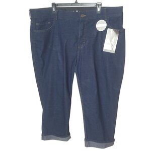 Lee Riders Womens Plus 24W Midrise Capri Jeans Premium Stretch Denim Blue